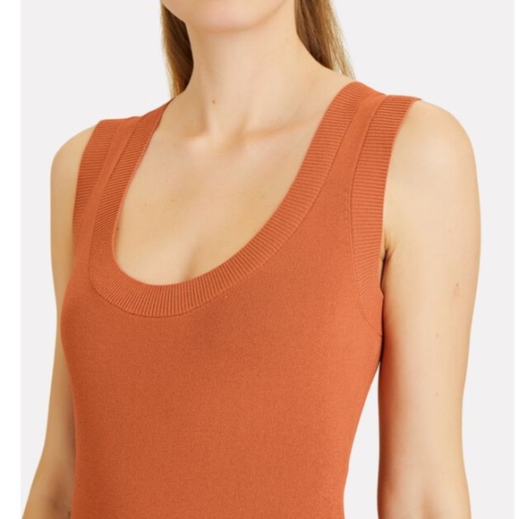 A.L.C. Cherrie Asymmetric Knit Orange Midi Dress Size XS - Picture 3 of 7